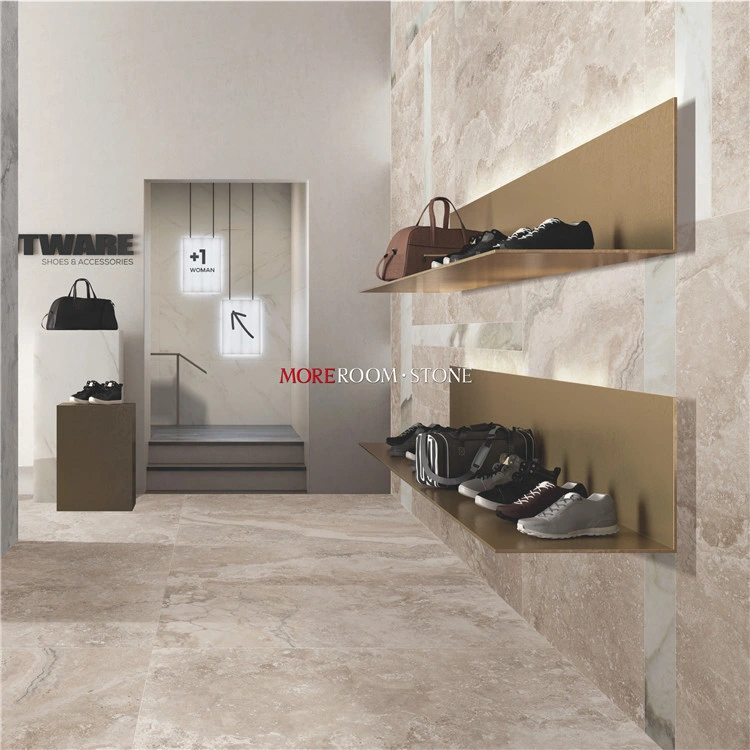 Large Format Size Glazed Beige Porcelain Tile That Looks Like Travertine