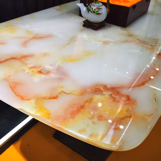 Onyx en pierre polie naturelle blanche pour fond de carrelage, décoration de comptoir de table, décoration murale intérieure, projet d'hôtel de luxe