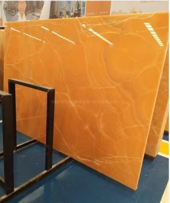 Décoration intérieure de dalle d'onyx jaune/carrelage de sol de mur/projet/dessus de vanité/lavabo Onyx
